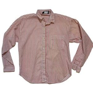 Vintage 80s Hunters Glen Red White Striped Made in USA Women's Shirt Size Small